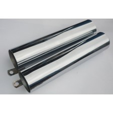 KRYTY PŘEDNÍHO TLUMIČE (PLÁŠTĚ) - PÁR - CHROM - (DÉLKA 232MM) - ČZ 175/487 + 125/488 + 250/471,485 + 350/472